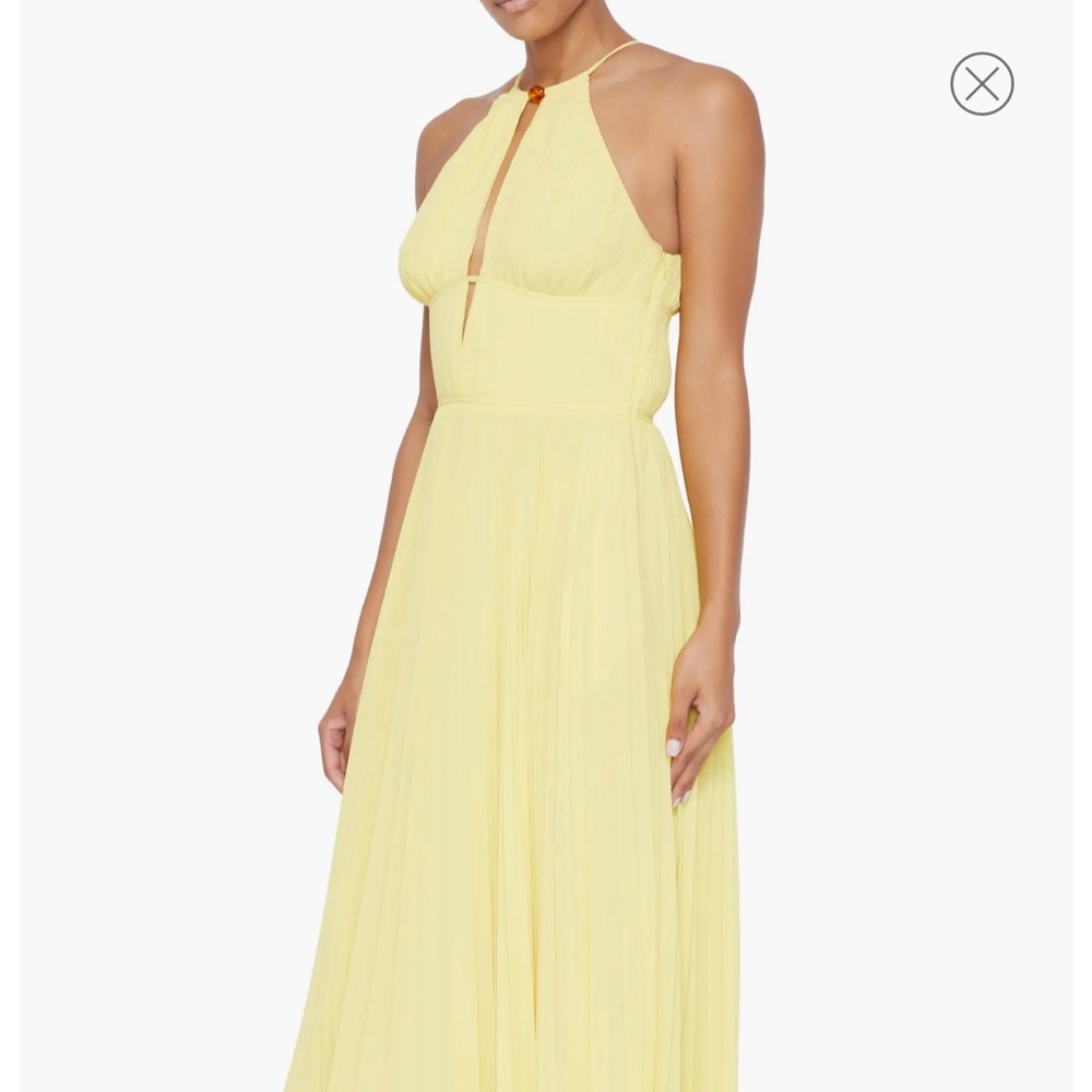 Carli Halter Neck Plissé Dress Lemoncello